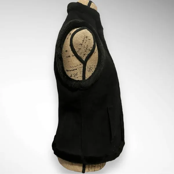 CHAPS Women's Black‎ Faux Suede Faux Fur Vest Small | EUC - Image 3