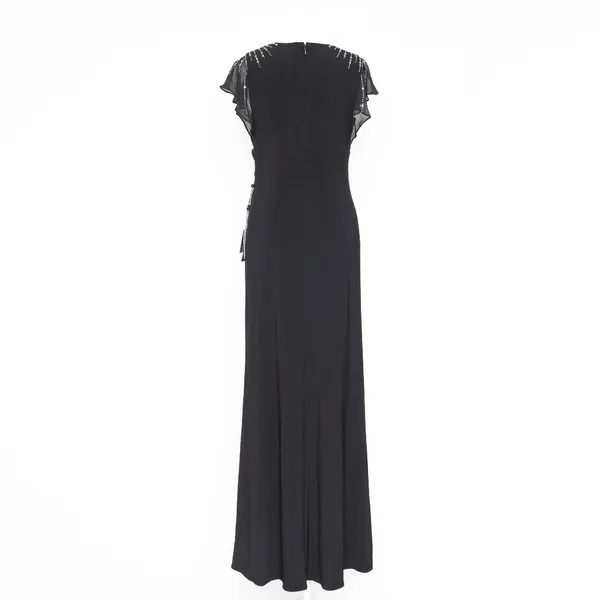Adrianna Papell‎ Beaded Jersey Chiffon Flutter Sleeve Gown - Image 3
