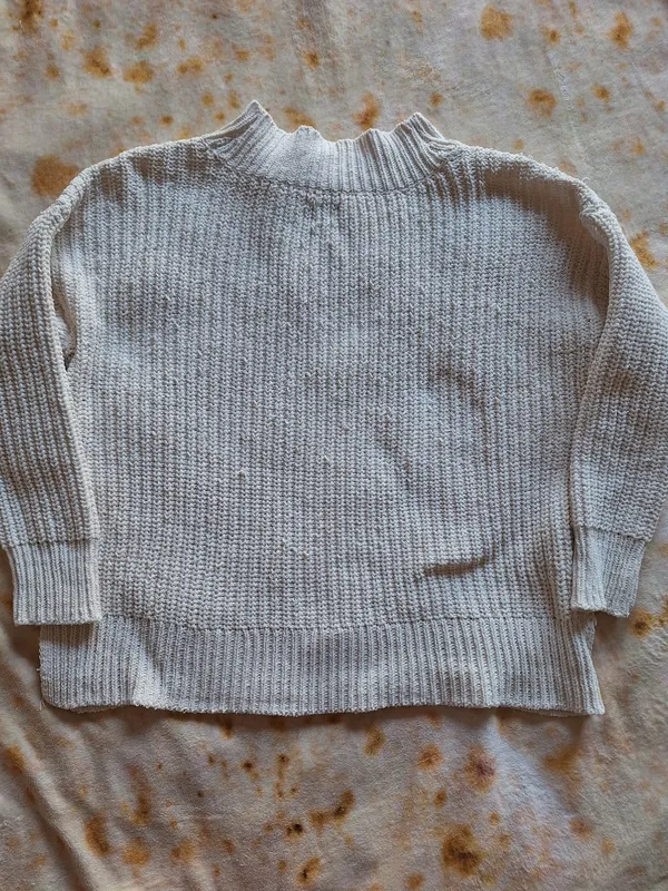 Aerie Cream Chenille Textured Knit Mock Neck Oversized Sweater Size S - Image 8