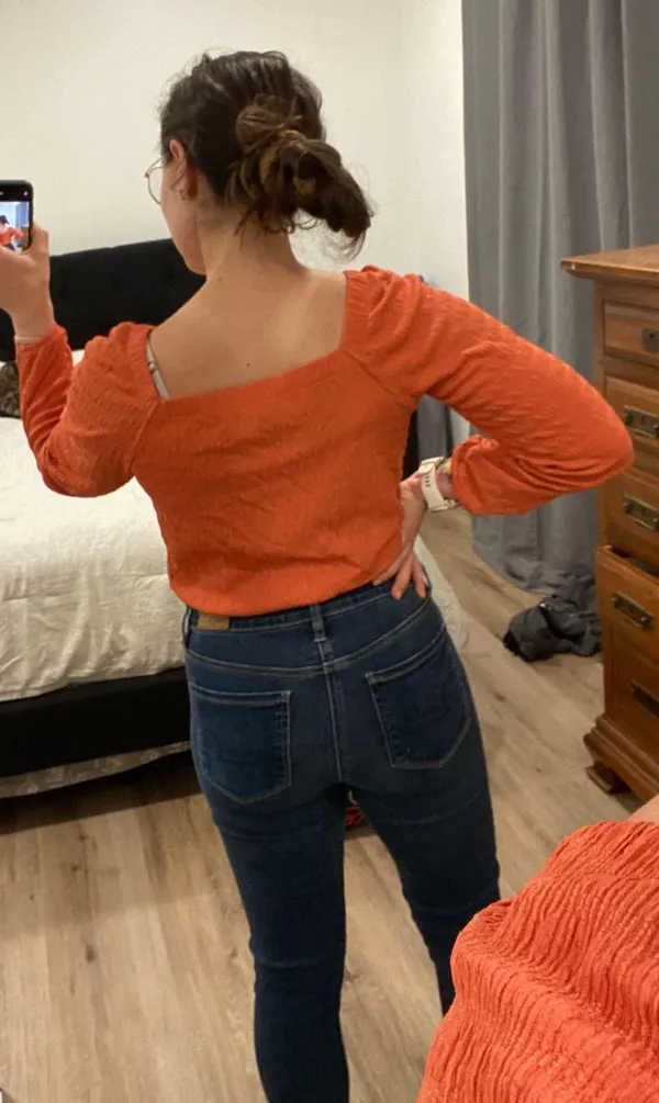 Iz Byer Cropped Orange Blouse - Image 2