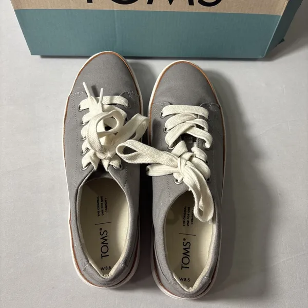 New TOMS Alex Natural Drizzle Gray Canvas‎ Sneaker Women's Size 8.5 - Image 2