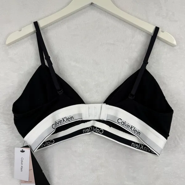 Calvin Klein Black White Logo Triangle Bralette Lightly‎ Lined QF5650 XL NEW - Image 7