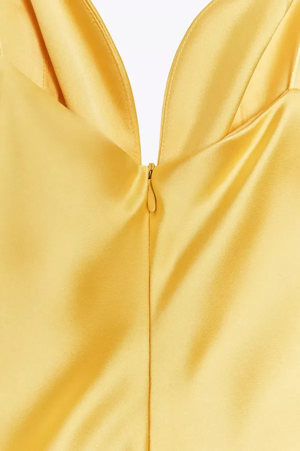 Zara golden Yellow Maxi satin corset bodycon formal Dress evening party wedding - Image 10