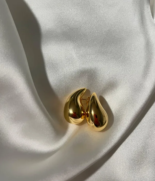Gold Teardrop Earrings - Image 2
