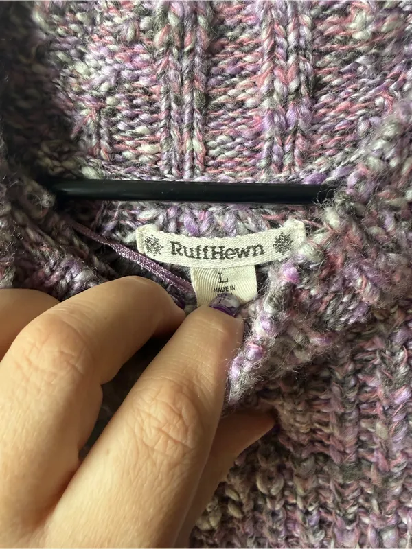 Ruff Hewn Purple Multicolor Chunky Knit Sweater Size Large - Image 5