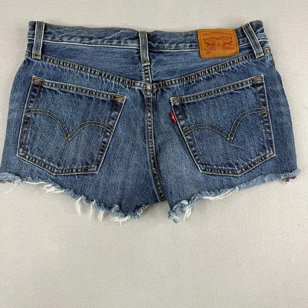 Levi’s 501 Original Cutoff Shorts W28 High Rise Button Fly Frayed Denim - Image 2