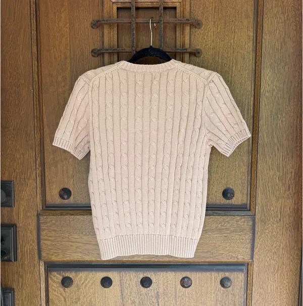 Polo by Ralph Lauren Women’s light brown Cable Knit Crewneck Sweater Size M - Image 5