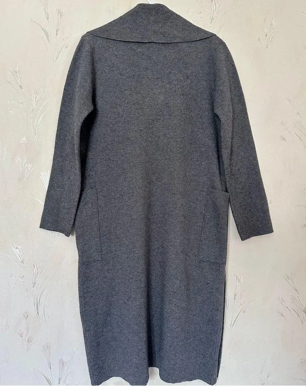 ZARA Long Knit Coat with Draped Neck - Image 4