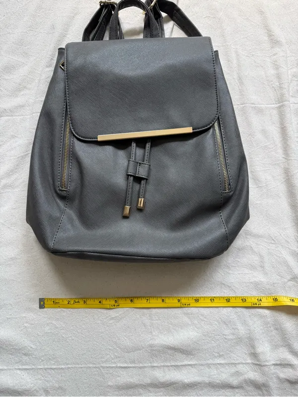 Women’s Gray Backpack Purse with Gold Accent - Image 8