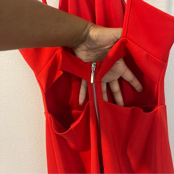 Express Red Asymmetrical Wrap Style Strappy Cutouts Mini‎ Dress Size 2 - Image 7