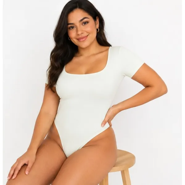 Joyspun Womens Bodysuit 2-Pack Size M Seamless Slimming Short Sleeve Shapewear - Image 8