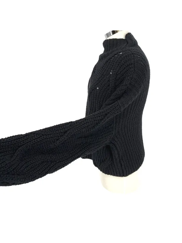 Free People Seasons Change Black Knit Cotton Sweater Size Small Edgy Minimalist - Image 6