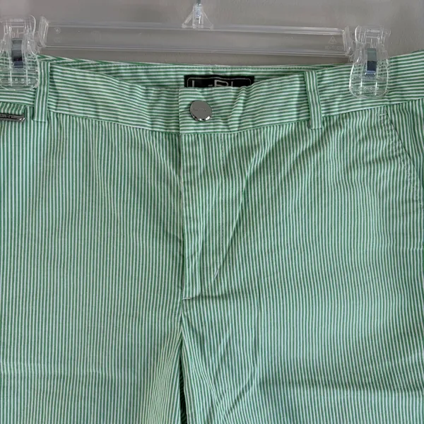 Ralph Lauren‎ Active Green White Pinstripe Golf Shorts Women 6 Seersucker Style - Image 13