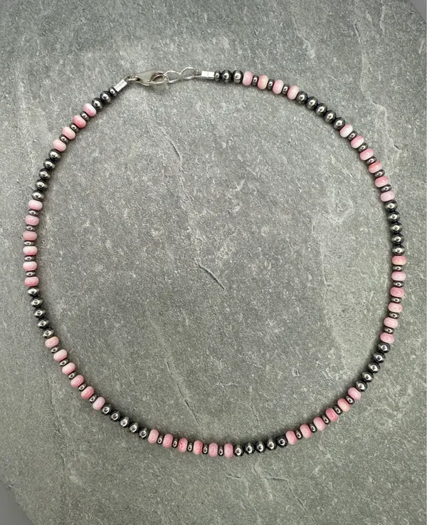 Handmade 16” Navajo Style Sterling Silver Pearls Necklace - Image 2
