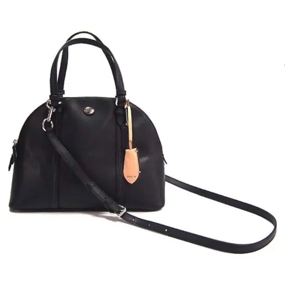 Coach‎ Cora Peyton Black Saffiano Leather Domed Satchel - Image 3