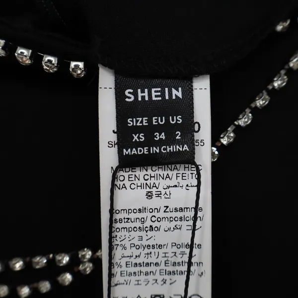 Shein Bae Black Rhinestone Scalloped High Waisted Hot Pants Shorts XS - Image 2