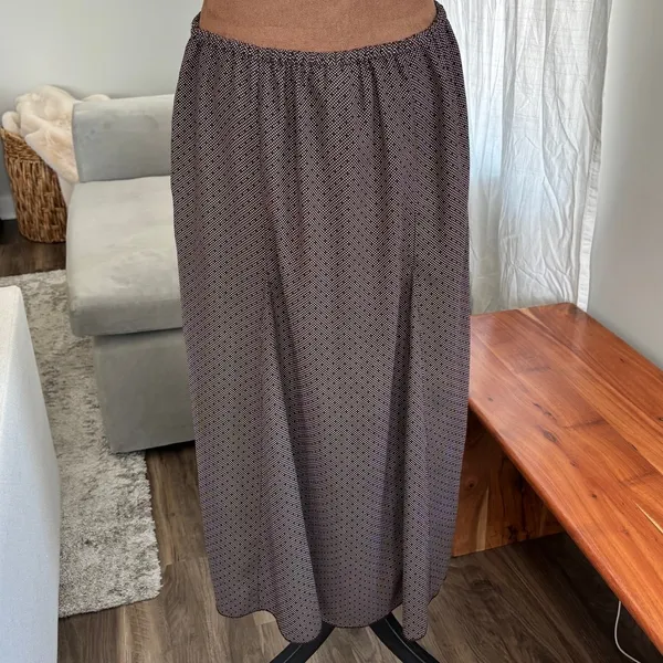 Y2K Vintage Norton McNaughton Maxi Skirt Petite Large Brown Polka Dot Boho Indie - Image 4