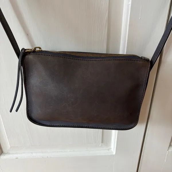Madewell The Simple Crossbody Leather Bag Small Rectangle Purse Distressed Blue‎ - Image 11