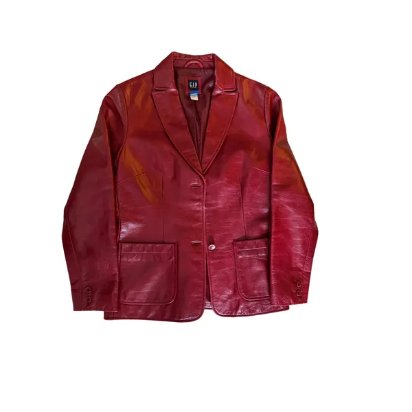 Vintage Y2K GAP Red Leather Blazer XS 100% Genuine Leather 2000 - Image 8