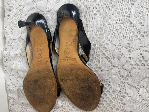 Jimmy Choo Black Patent leather high Heel Slide Sandal Sz 6 - Image 6
