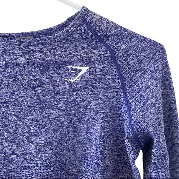 Gymshark NEW Vital Seamless Long Sleeve Crop in Indigo Marl - Image 2
