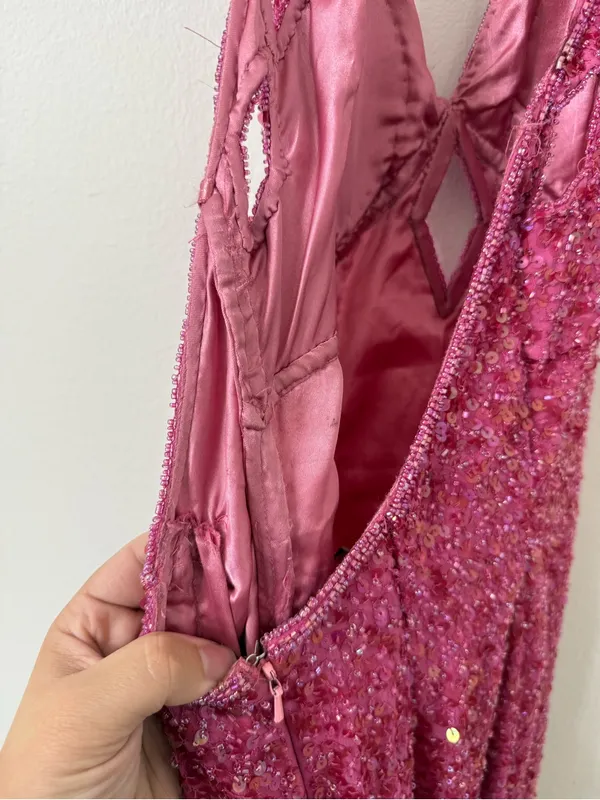 {M} Scala Fuchsia Sequin Halter Gown - Image 11