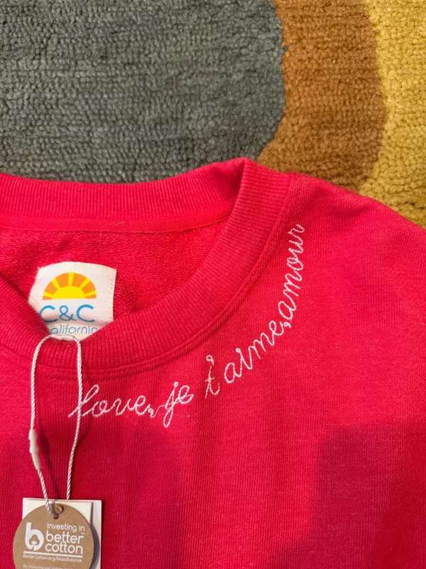 NWT C&C California Red Crewneck Sweatshirt Hearts Love Women’s Size Medium - Image 3