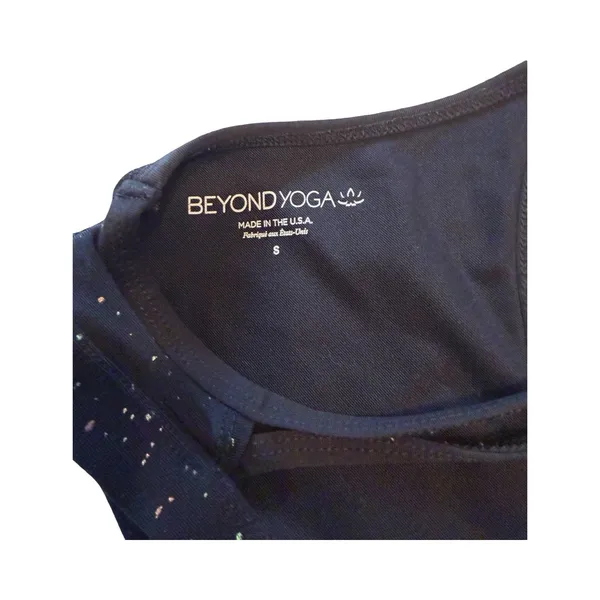 Beyond Yoga Double Back Alloy Speckled Black Strappy Sports Bra Small - Image 2