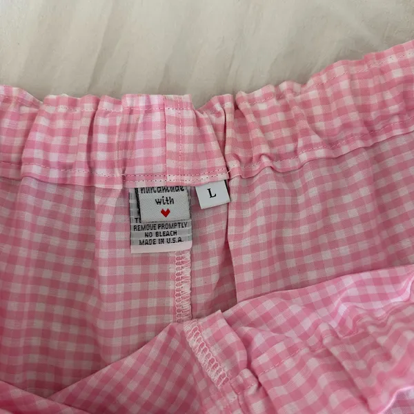 Handmade pink gingham boxer shorts Size L - Image 2