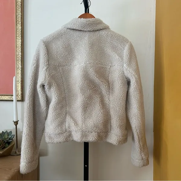 Abercrombie & Fitch Teddy Jacket Sherpa Fuzzy Coat Cream Off White‎ Size M - Image 4