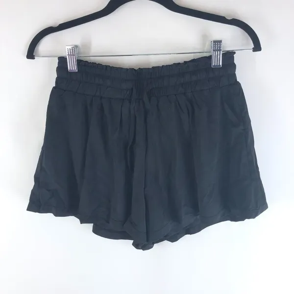 Halara High Waisted Elastic Waistband Drawstring Ruched Pocket Shorts 3" Black S - Image 4