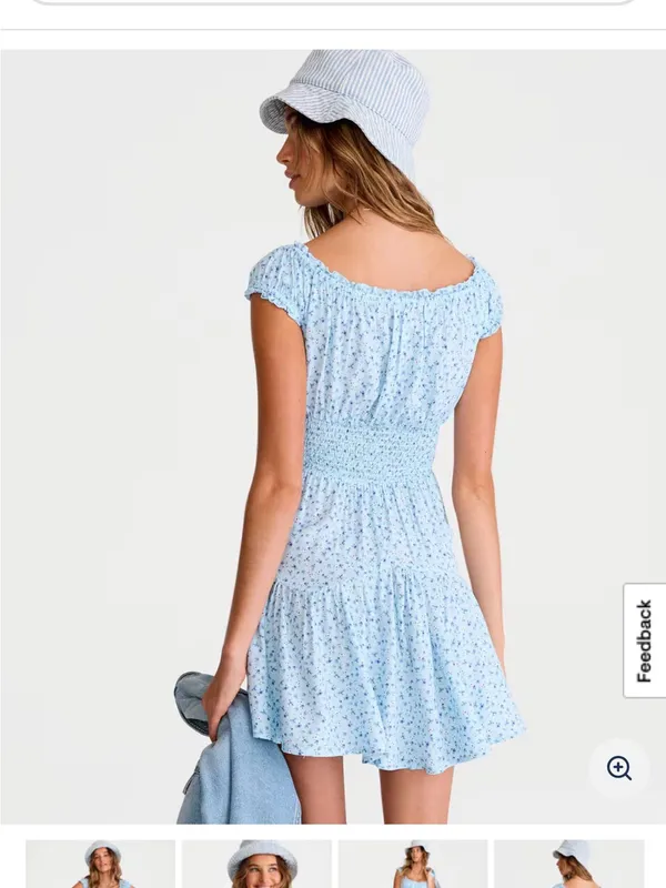 Aeropostale Light Blue Floral Smocked Mini Dress - Image 5