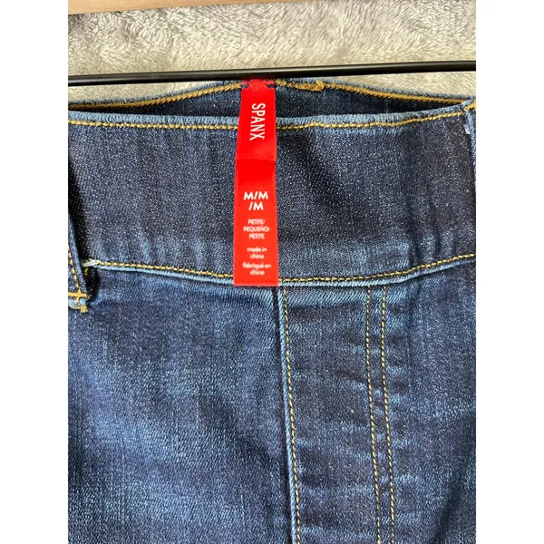 Spanx Jeans Womens Large Blue High Rise Flared Tummy Shaping Pull On Stretch Med - Image 4
