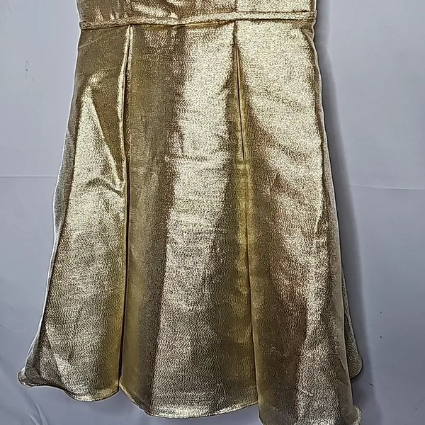 NWOT Morilee by Madeline Gardner gold corset lace up back pleated dress sz 00 - Image 4