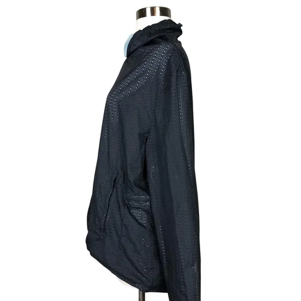 Fabletics‎ Womens Perforated Windbreaker Jacket Blue Hooded Medium athletic - Image 5