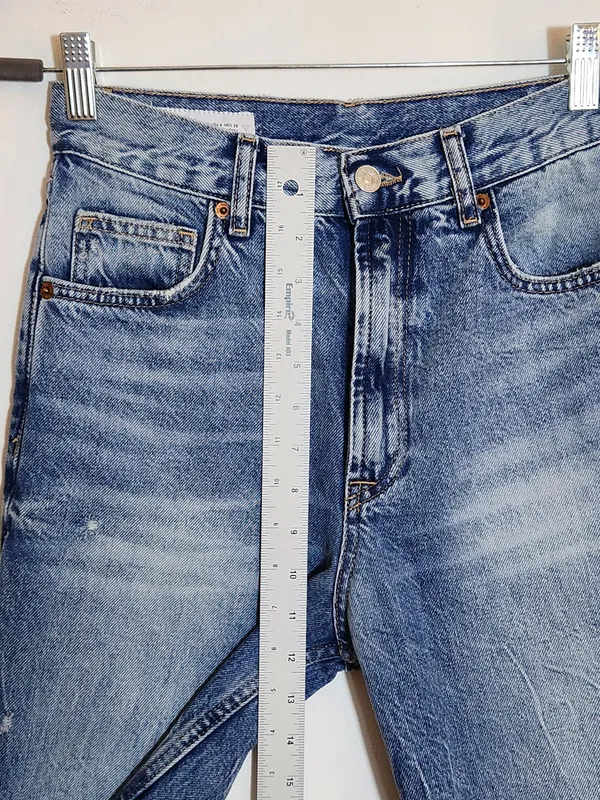 Zara High Waist Straight Leg Distressed Cut-off Jeans Size 4 - Image 9