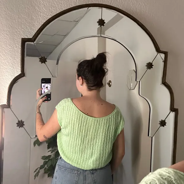 Anthropologie Pilcro Women's Cropped Cable Knit Sweater Top Sage Green Small - Image 5