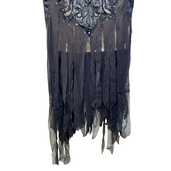 NWT Mandalay Black Silver Beaded Sequin Short Mini Evening Dress Womens Size 10 - Image 5