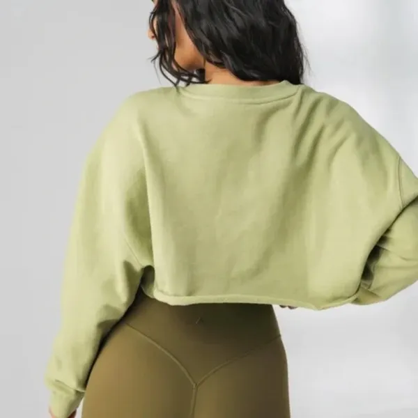 Vitality | Balance Athletica Warm Up Raw Hem Crop‎ Crewneck Sweatshirt Green - Image 4
