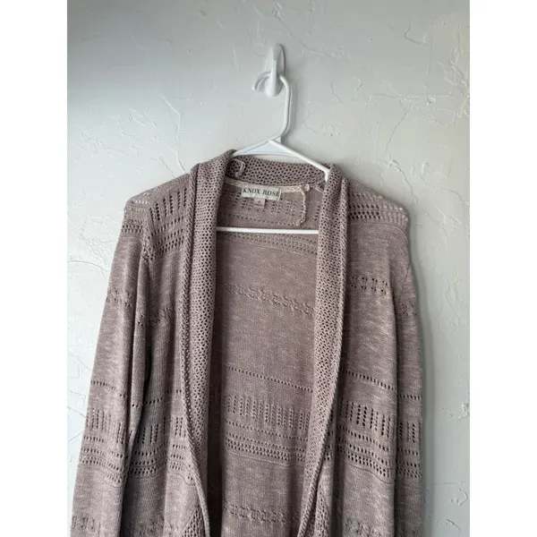 Knox‎ Rose Women's Mauve Knit Open Cardigan Sweater M Lightweight Boho Casual - Image 2
