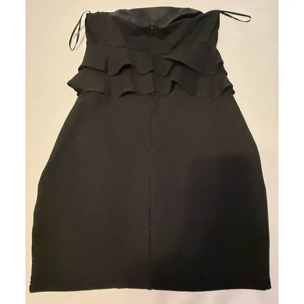 Lulus Strapless Mini Dress Small Black Ruffle Bodycon‎ Cocktails teen dance - Image 7