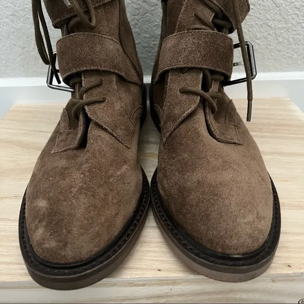 Vince Camuto Brown Suede Leather Lace‎ Up Moto Combat Boots 6.5 - Image 5