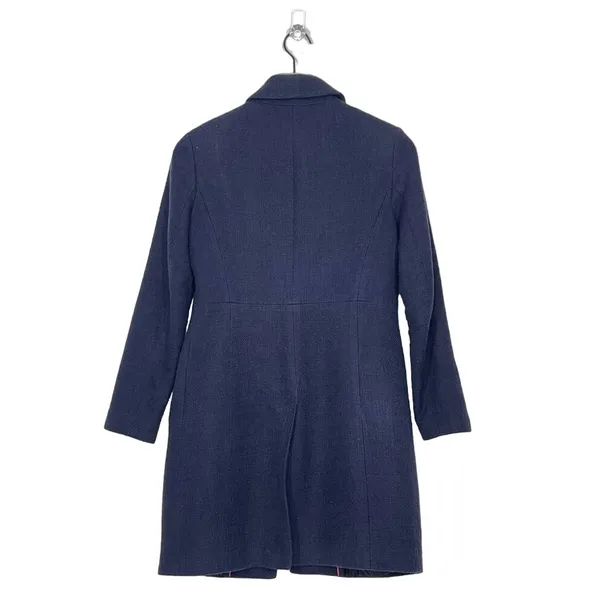 Banana Republic‎ Navy Coarse Cotton Weave Button Front Overcoat Women's XS - Image 2