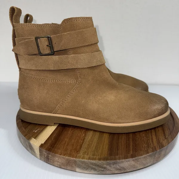 UGG Josefene Ankle Boot Chestnut Brown/Tan Size 7 Genuine Leather Suede Zip - Image 2