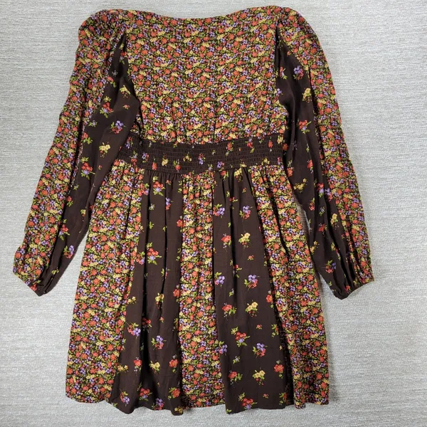 SO Mini Dress XL Brown Mixed Ditzy Floral Print Fit & Flare Cottagecore Prairie - Image 14