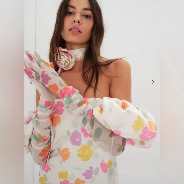 For Love & Lemons Hazel Floral Mini Dress Puff Sleeve 3 Piece Off-Shoulder Dress - Image 8