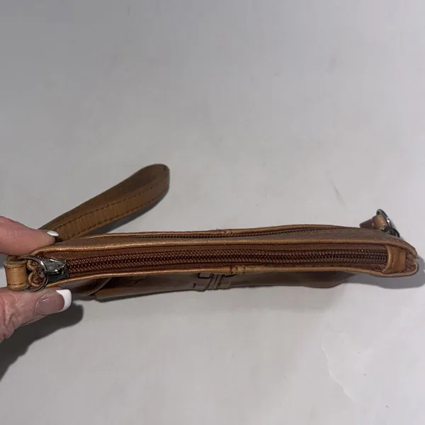 Boho‎ Hippie Equestrian Brown Leather Mini Wristlet Wallet Coin Pouch - Image 7