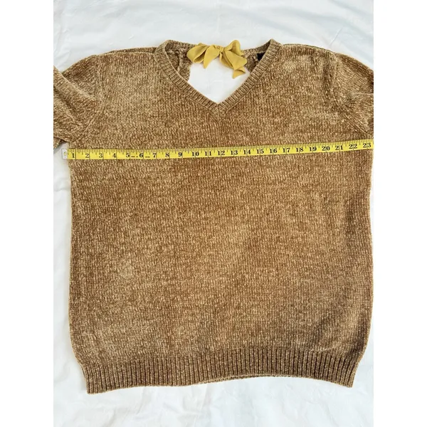 Buffalo Women’s David Bitton Yellow Knit Sweater Long Sleeve Cut Out Back Size L - Image 9