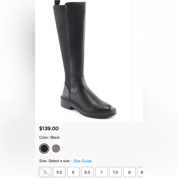 NWT Kenneth Cole Reaction “Anabelle” Women’s Black Calf Tall Riding Boots Sz 5 - Image 2
