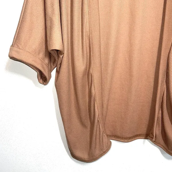 Tan Open Front Woven Kimono Sleeve Cardigan M/L - Image 4